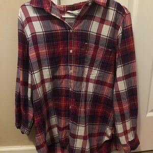Pink And Blue Flannel Shirt